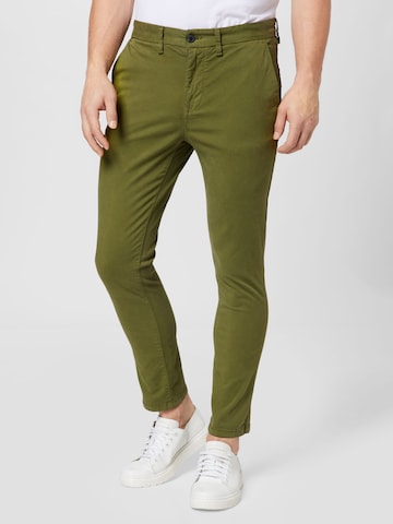 Coupe slim Pantalon chino BURTON MENSWEAR LONDON en vert : devant