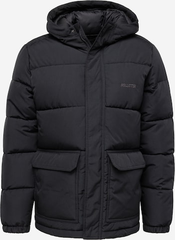 HOLLISTER Zimní bunda – černá: přední strana