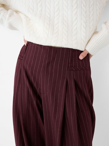 Bershka Wide Leg Bukser med lægfolder i rød