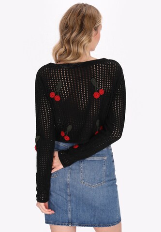 MYMO Πλεκτή ζακέτα 'Fashion Look' σε μαύρο
