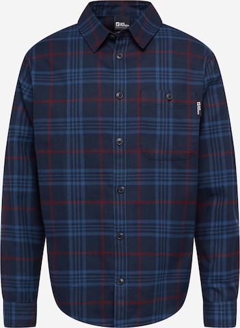 JACK WOLFSKIN Button Up Shirt 'CABIN VIEW' in Blue: front