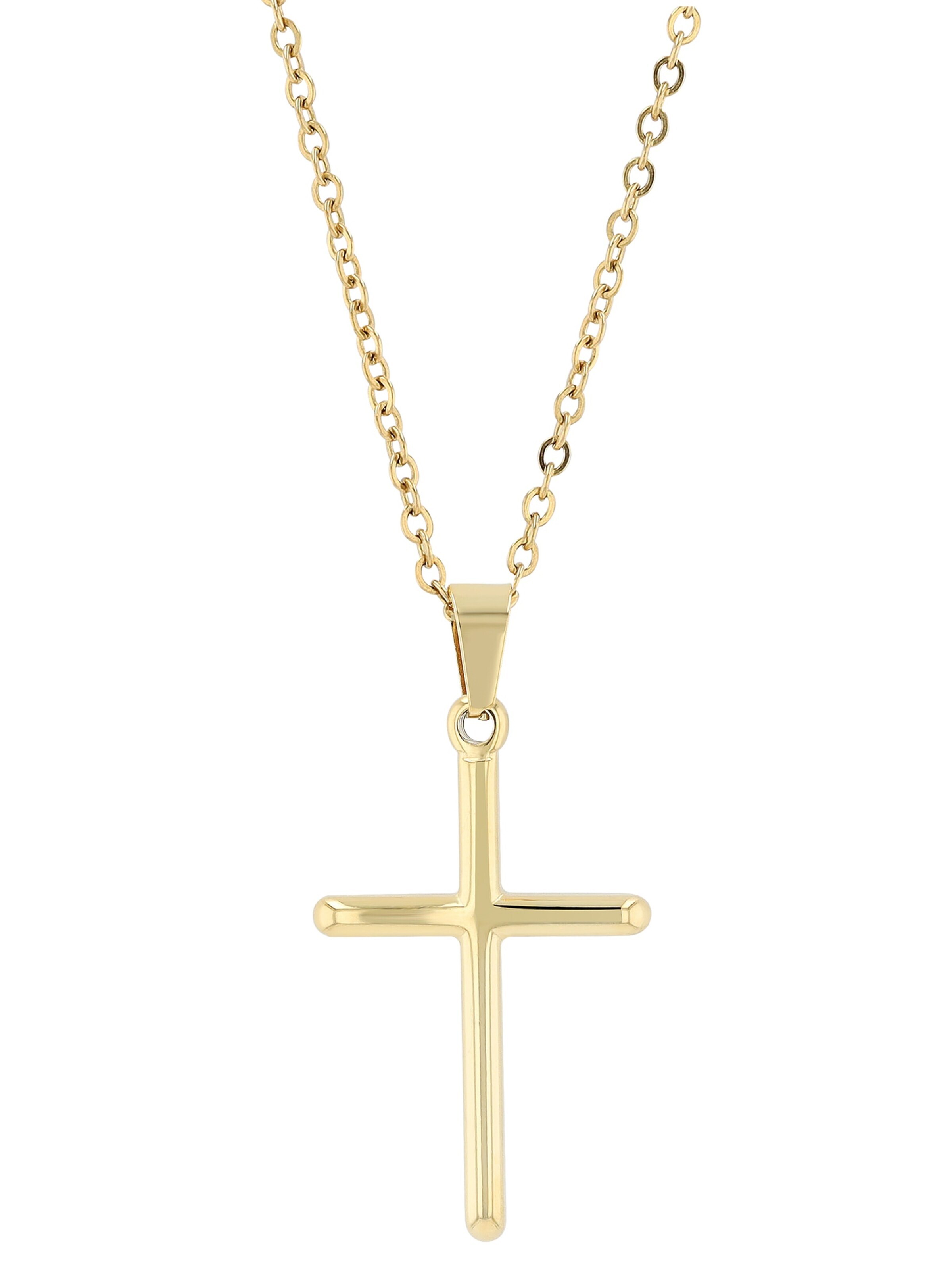 Akzent Pendant '"Mara" Edelstahl - Schlicht & Elegant - Kreuz' in Gold: front