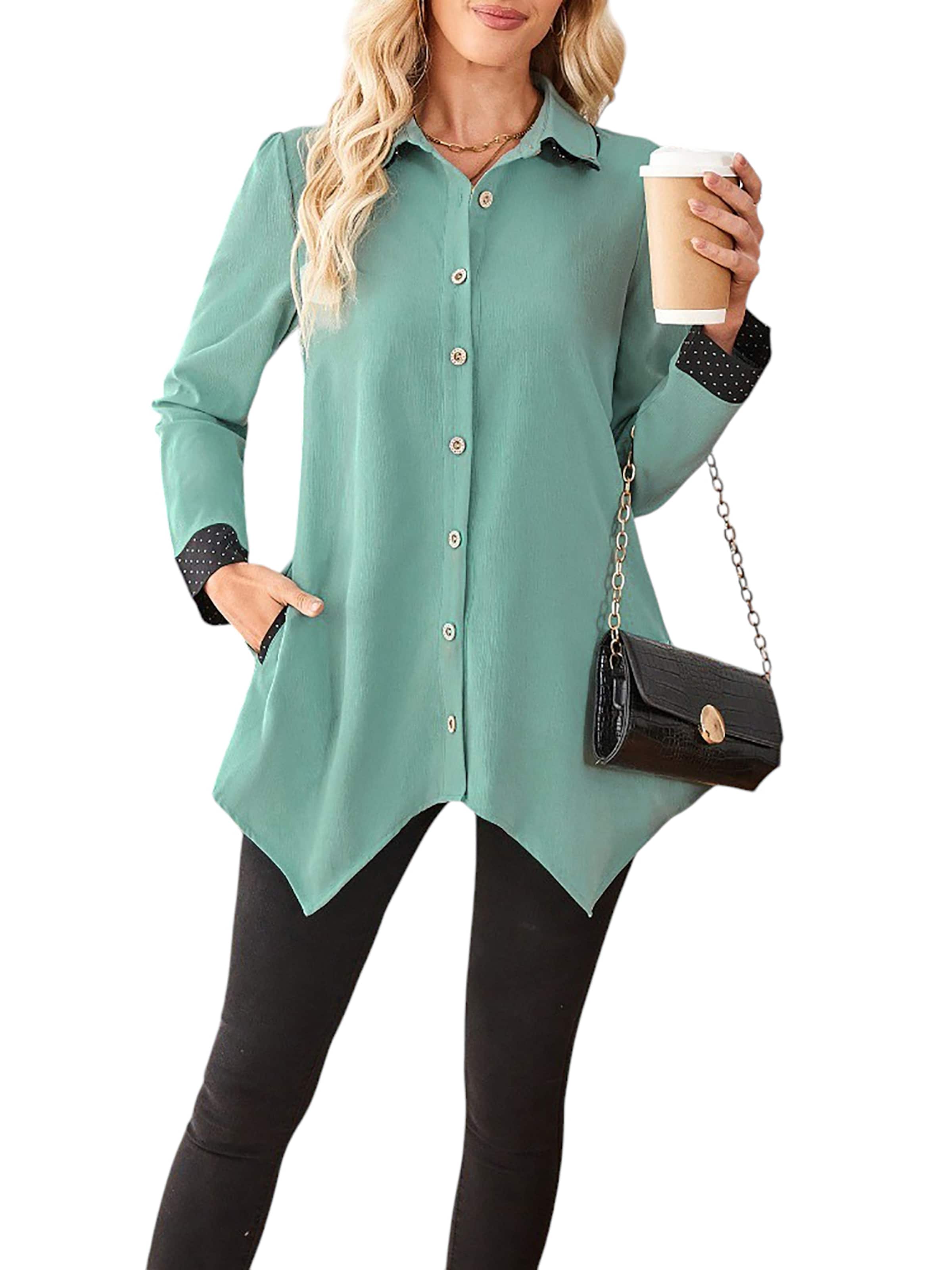 Camicia da donna di LapaPlus in verde: frontale