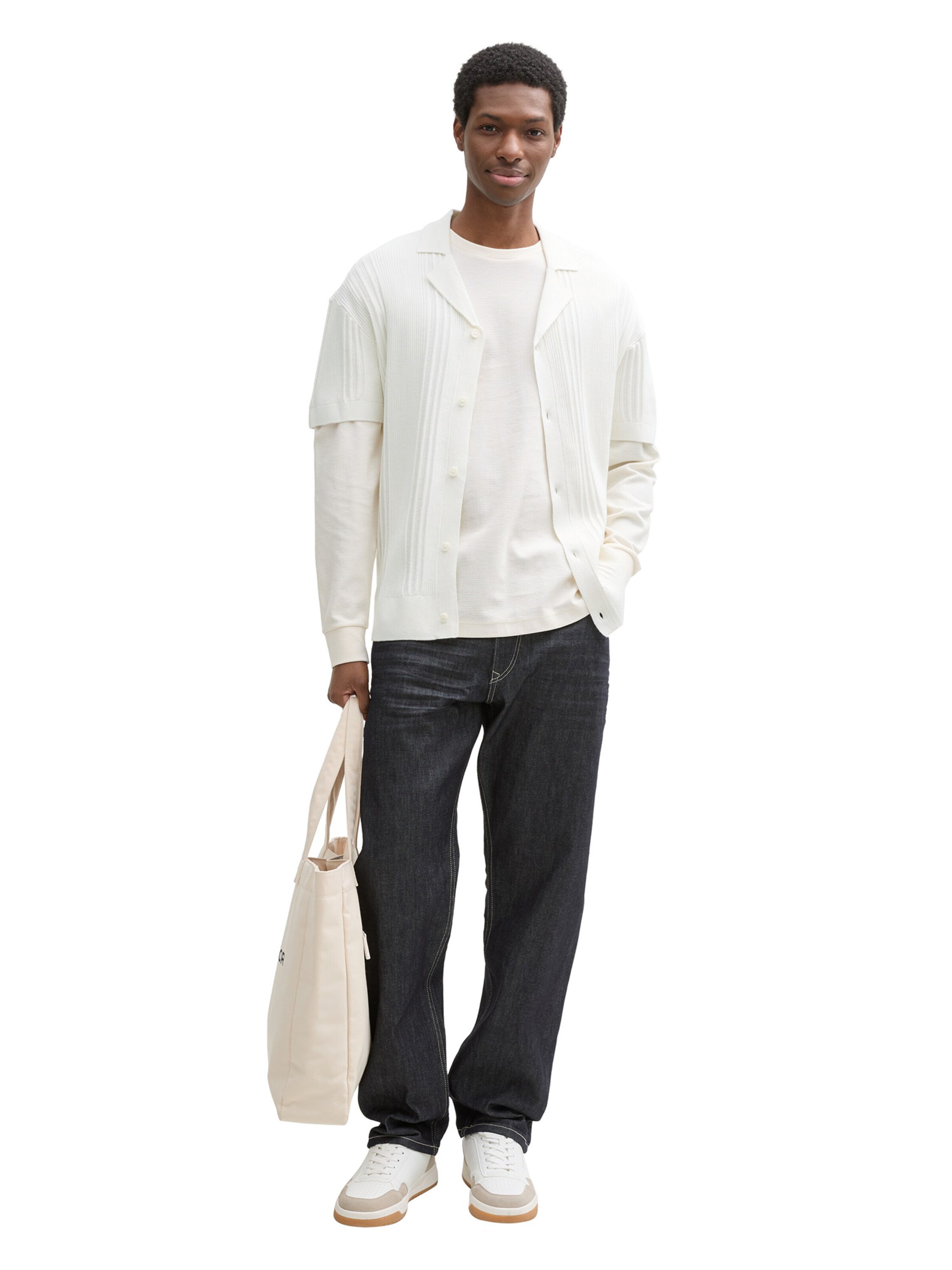 TOM TAILOR DENIM Knit cardigan in White