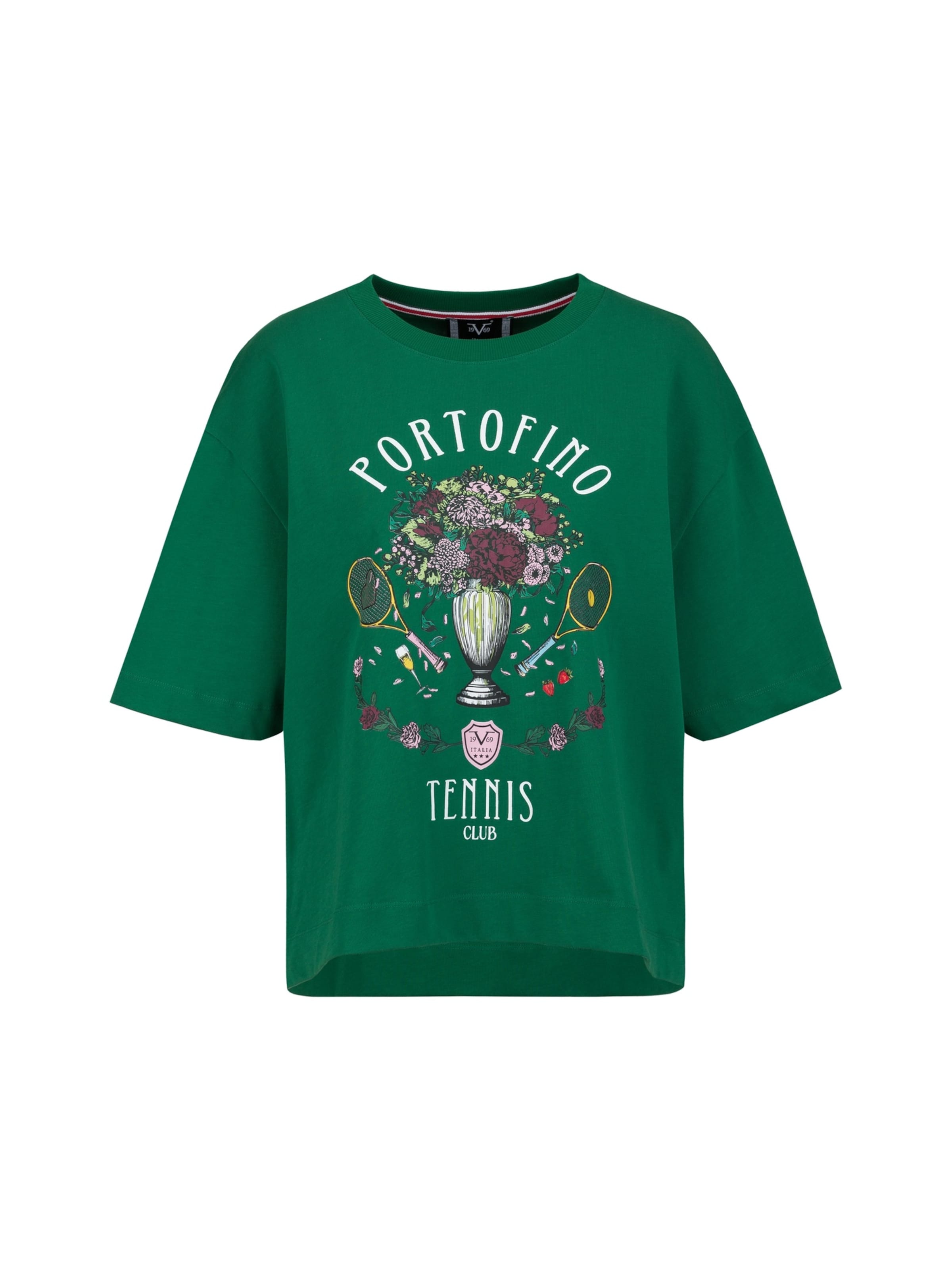 19V69 ITALIA Shirt 'Petonia Tennis' in Groen: voorkant