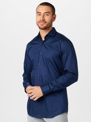 HUGO Slim fit Button Up Shirt 'Kason' in Blue: front