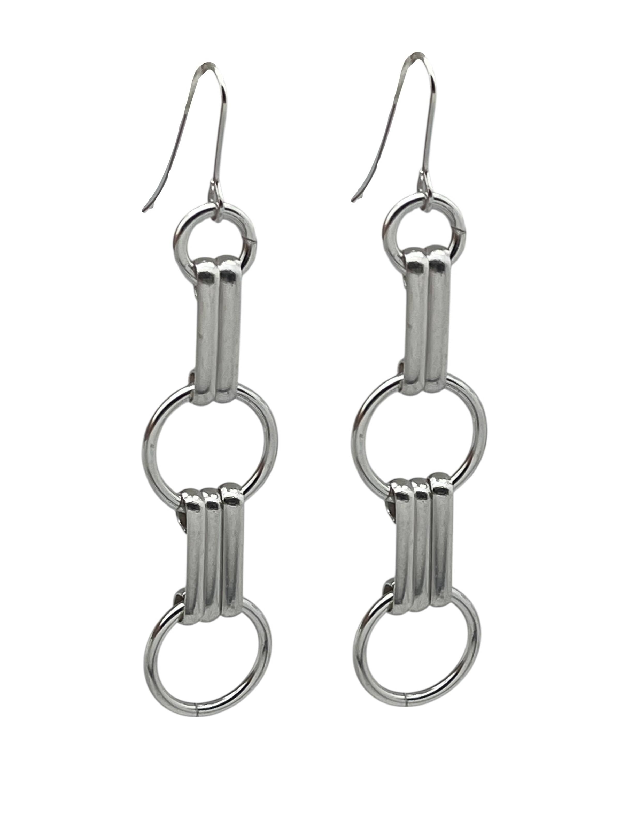 Gloria Mago Earrings 'Duplo Circle pendant in silver 10µ' in Silver: front