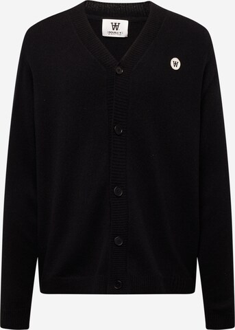 WOOD WOOD Knit Cardigan 'Leo' in Black: front