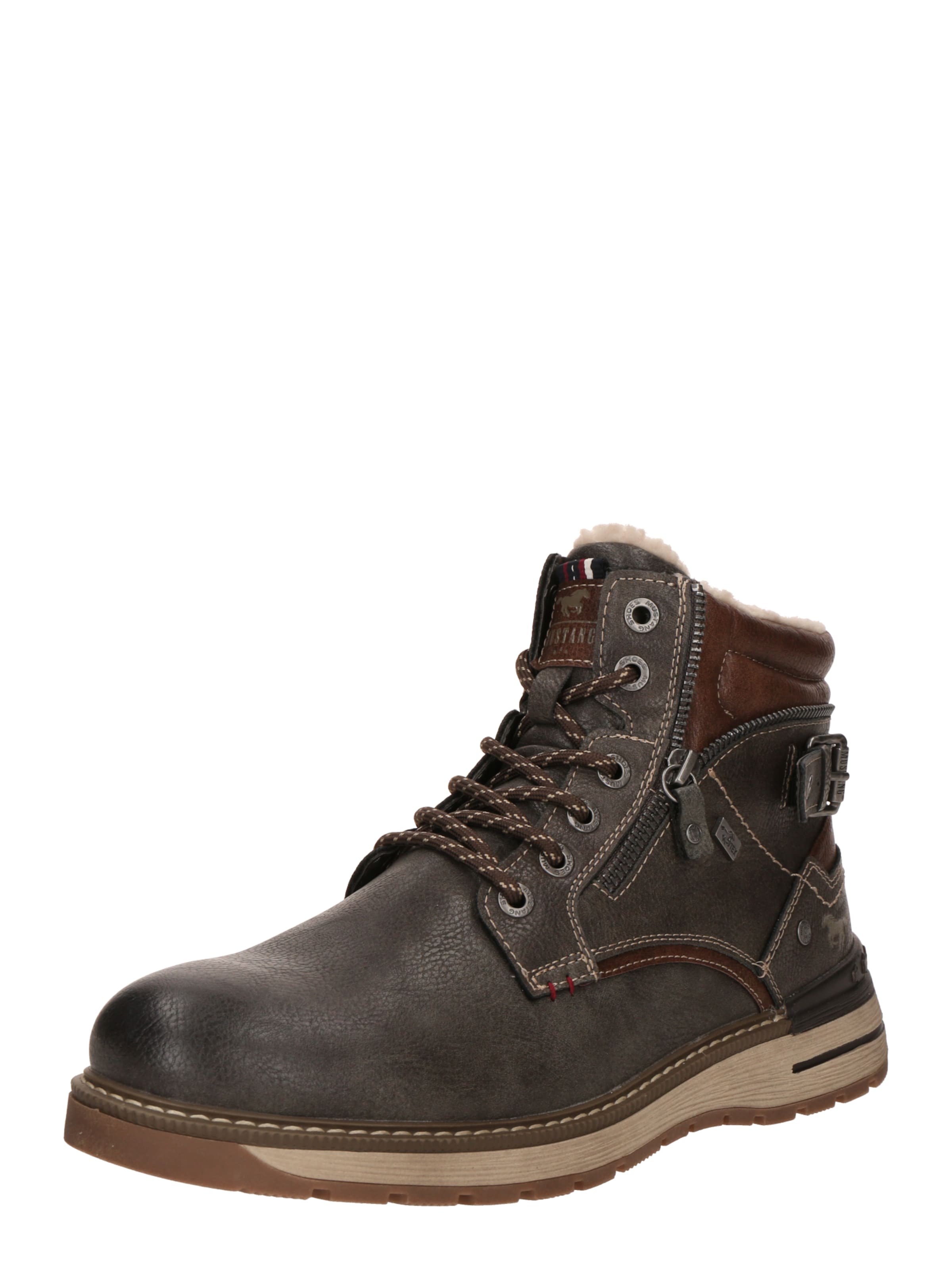 Bocanci cu șireturi de la MUSTANG pe gri: față