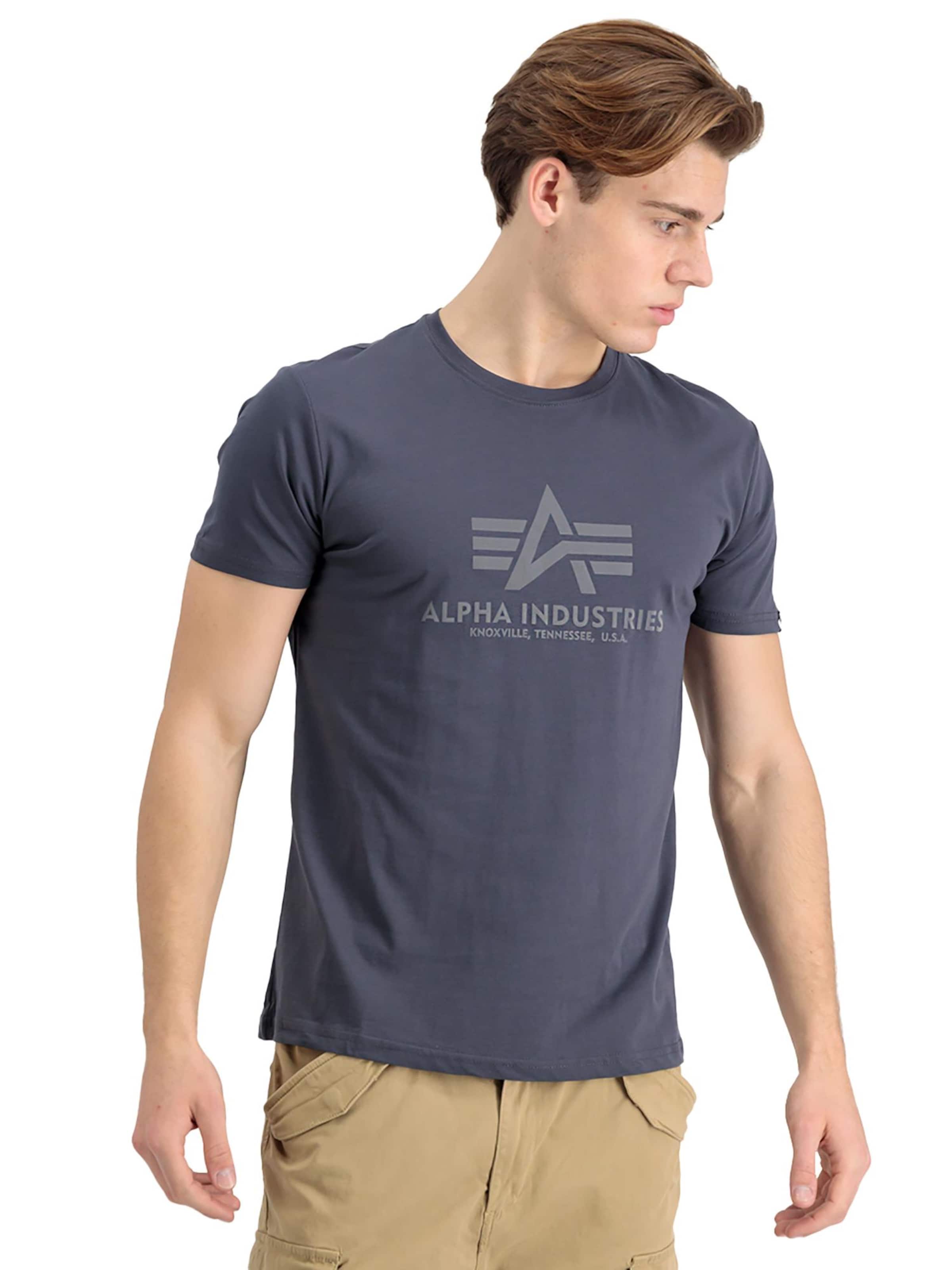 ALPHA INDUSTRIES Shirt 'Basic Logo'‌‌‌‌‌‌‌‌‌ in Grau: Vorderseite