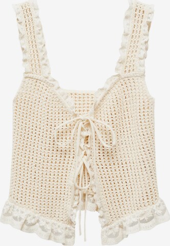 MANGO Knitted Top in Beige: front