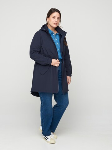 Zizzi Between-Seasons Coat in Blue