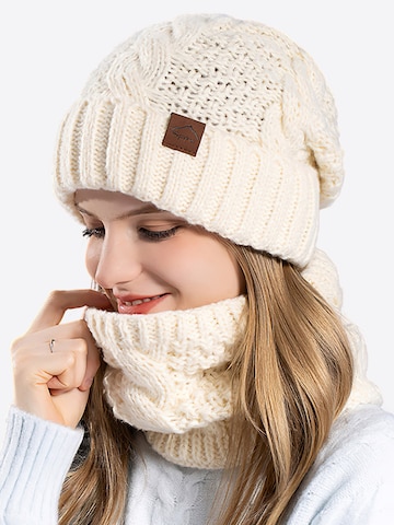 Magicshe Hat 'Gefüttertes Beanie und Schal-Set' in Beige: front