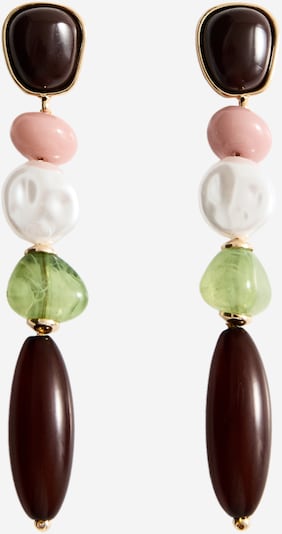MANGO Earrings 'MELANIA' in One Size in Dark brown / Light green / Rose / White, Item view