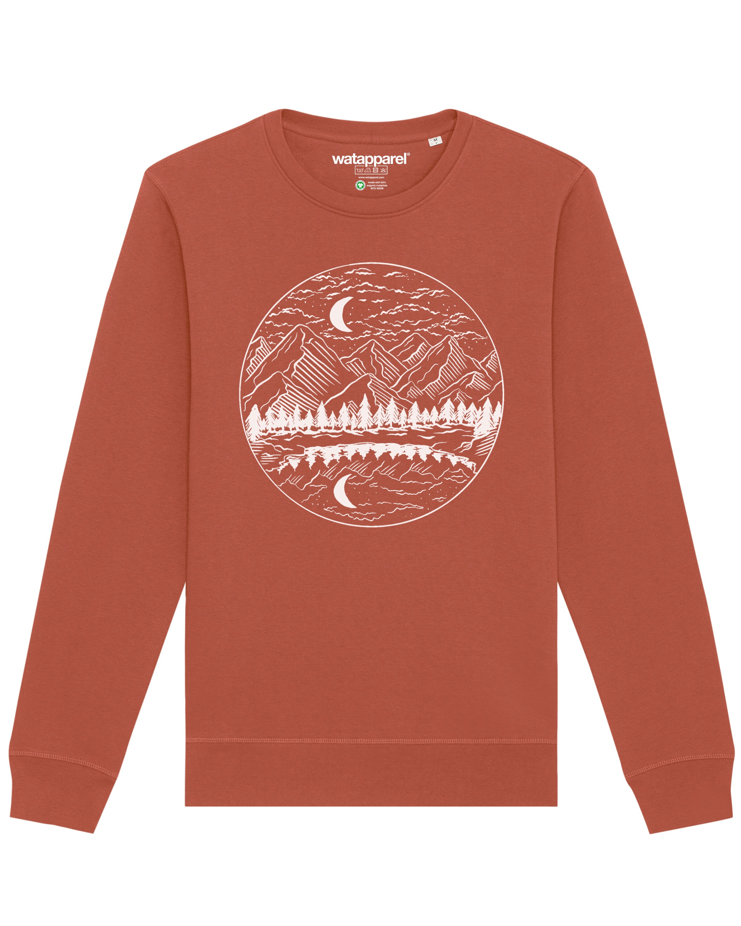 Watapparel Sweatshirt ' Mountains by night ' in Bruin: voorkant