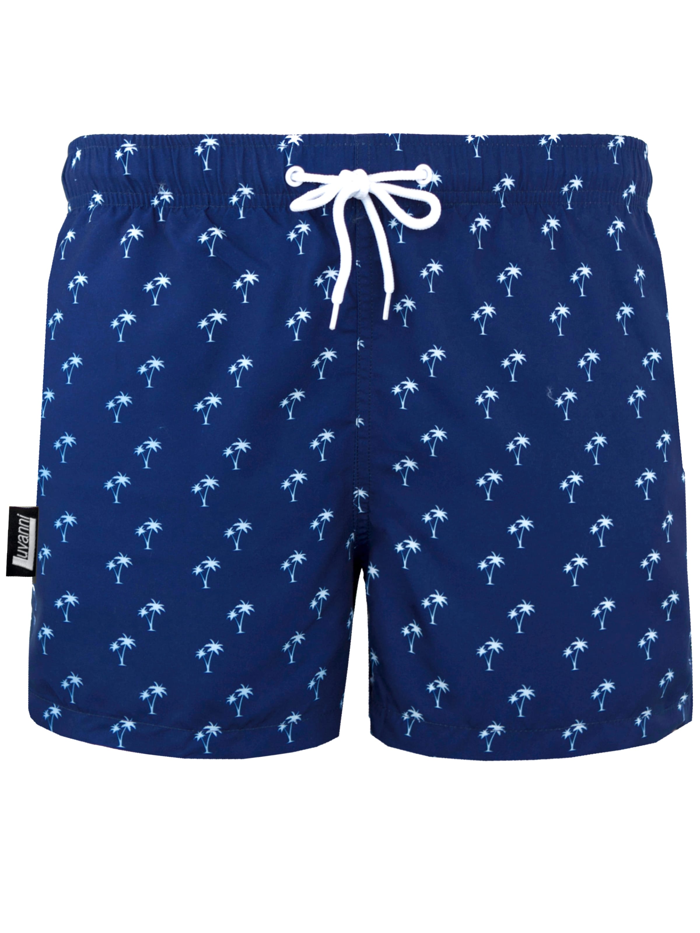 Luvanni Badeshorts 'Boardshorts Style 22-24 Badehose Palmen' in Weiß: Vorderseite