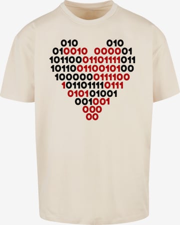 F4NT4STIC Shirt 'I Love You 01001001 Binary Code Herz Valentinstag' in Beige: voorkant