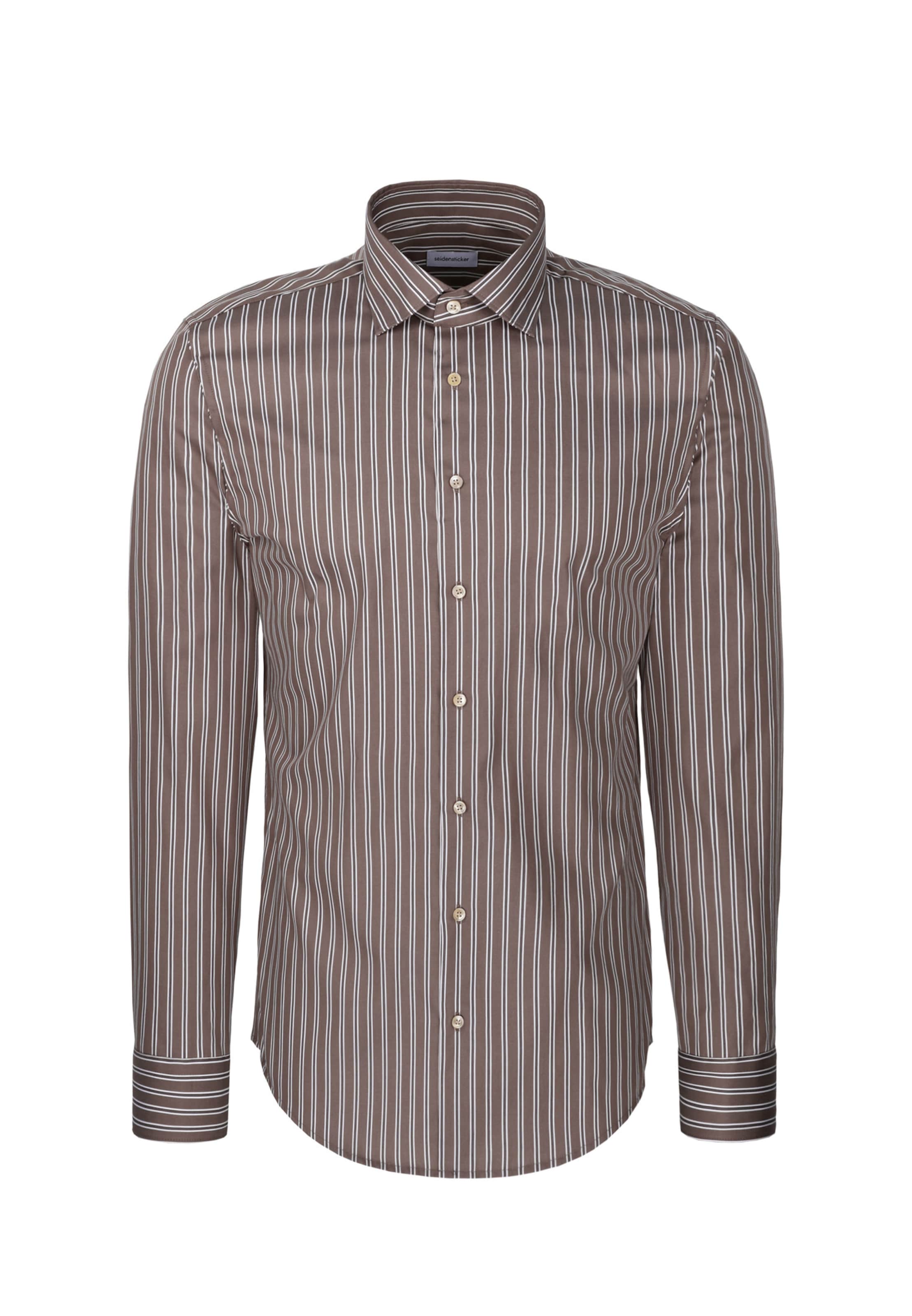 Coupe slim Chemise business SEIDENSTICKER en marron : devant