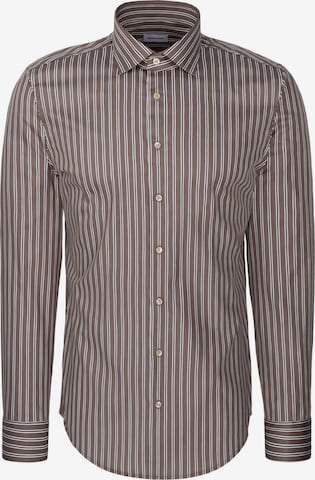Coupe slim Chemise business SEIDENSTICKER en marron : devant