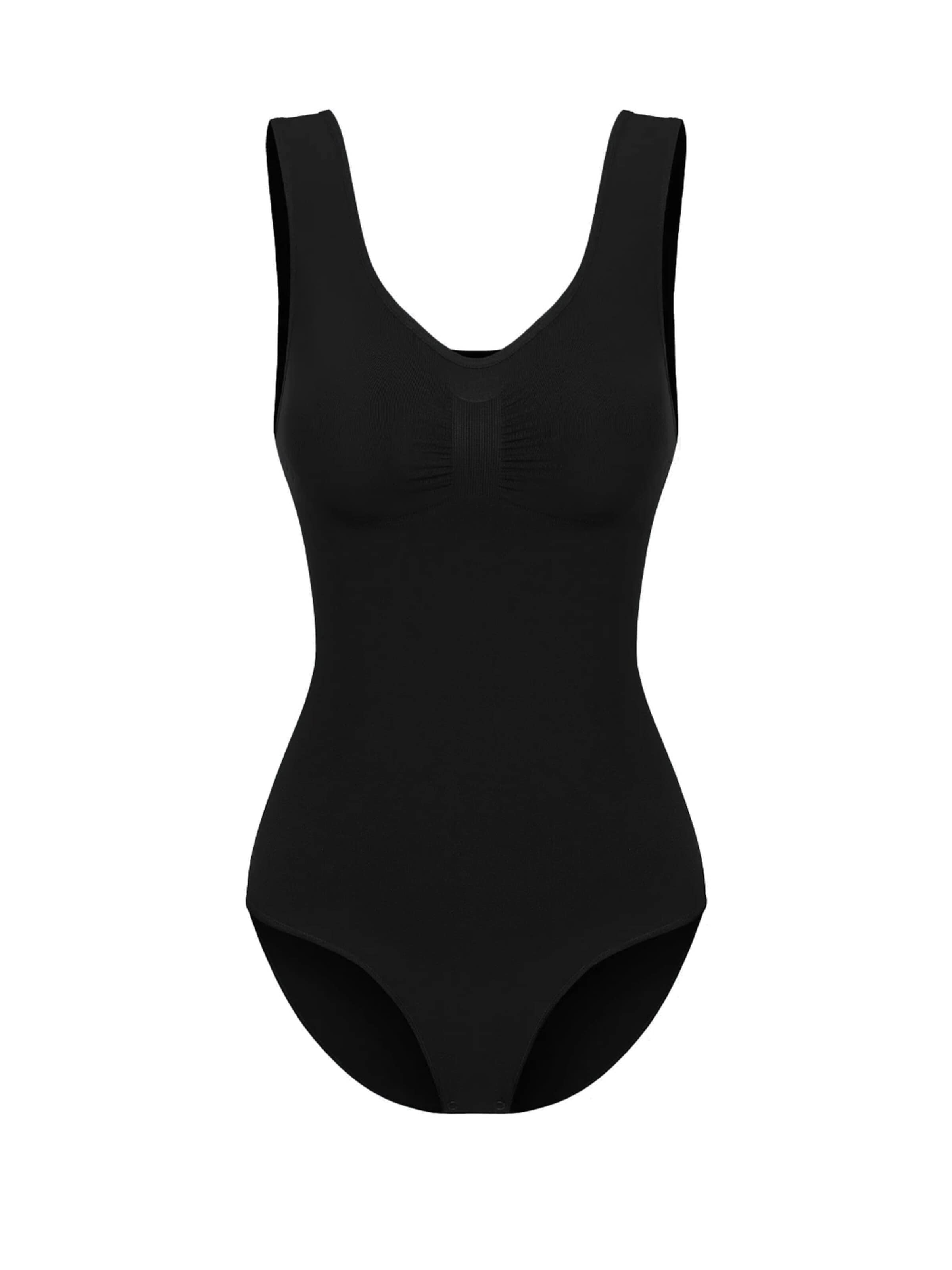 cfab (formerly creamy fabrics) Shapingbody 'Tank Bodysuit Sculpting Shapewear mit Slip' in Zwart: voorkant