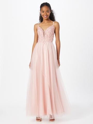 Robe de soirée Laona en rose : devant