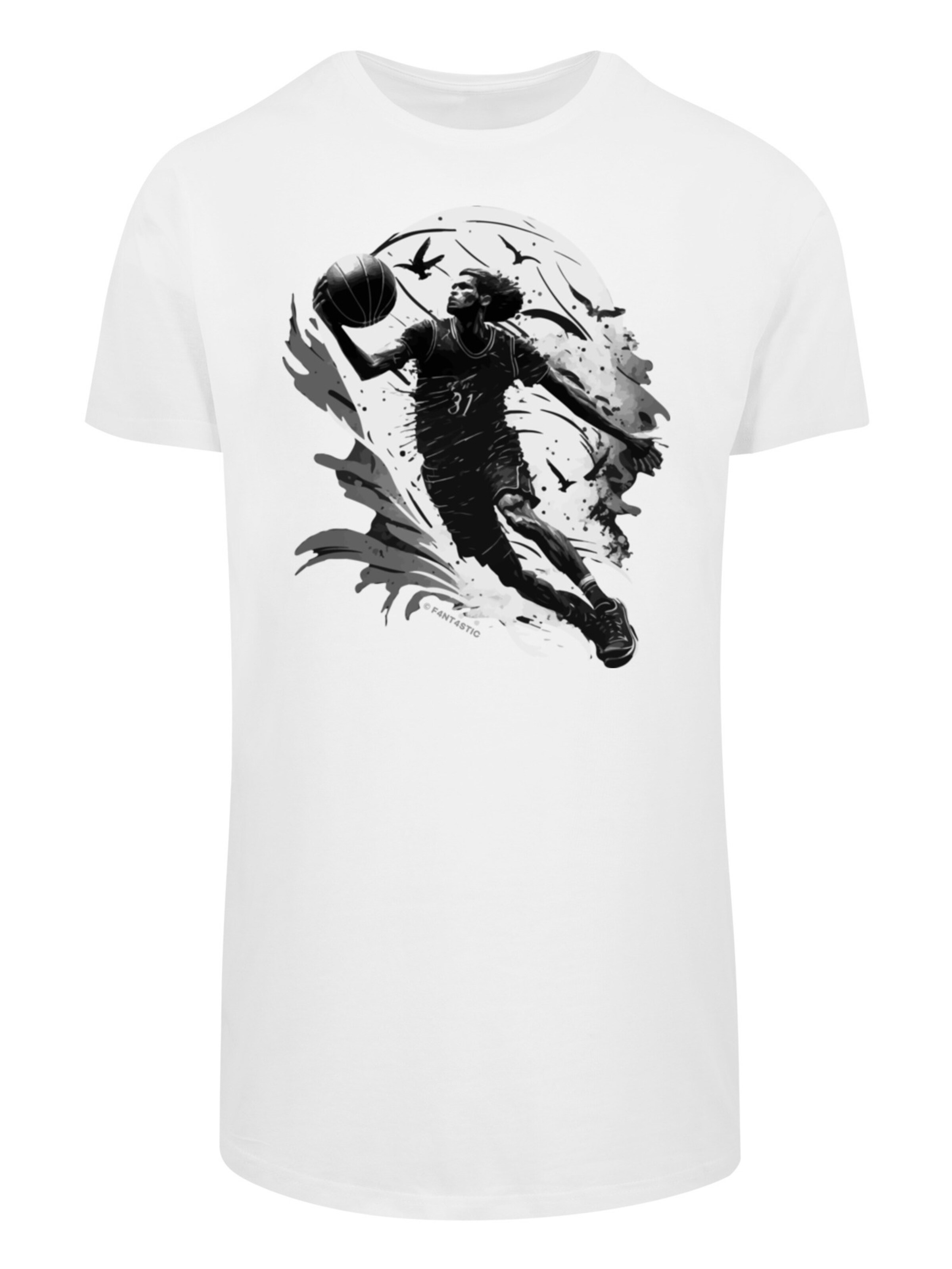 T-Shirt 'Basketball Spieler' F4NT4STIC en blanc : devant