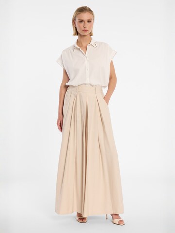 Ana Alcazar Regular Bandplooibroek 'Dorin' in Beige