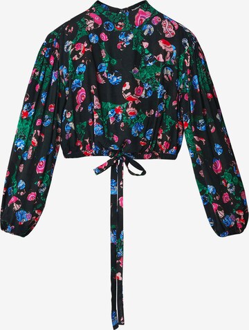 Desigual - Blusa 'Garden' en negro: frente