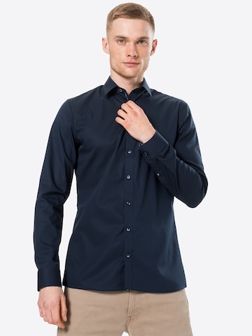 OLYMP Slim fit Overhemd 'No 6' in Blauw: voorkant