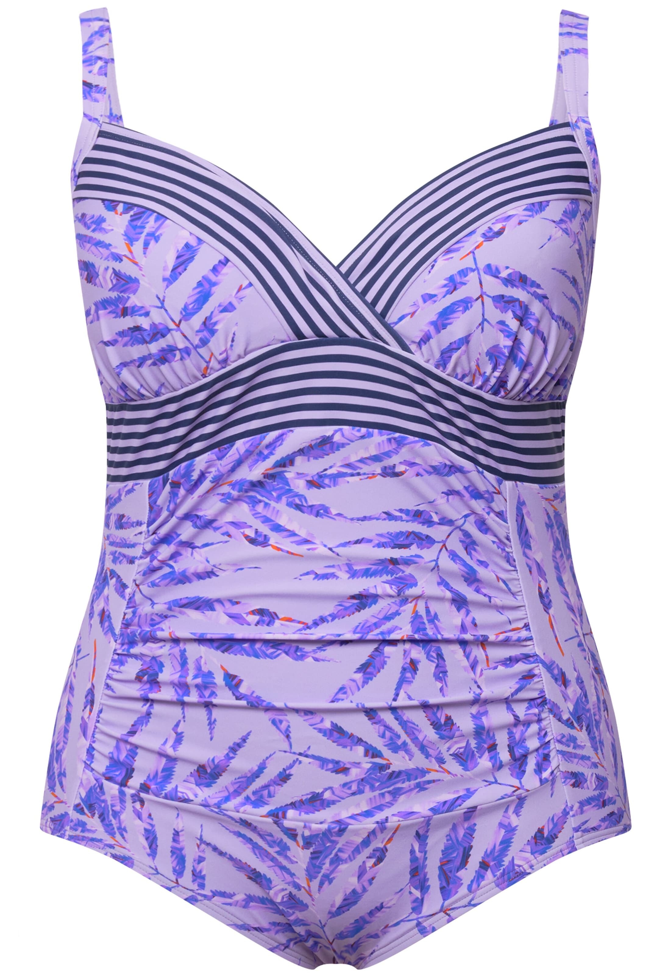 Ulla Popken Badeanzug in Lila: Vorderseite