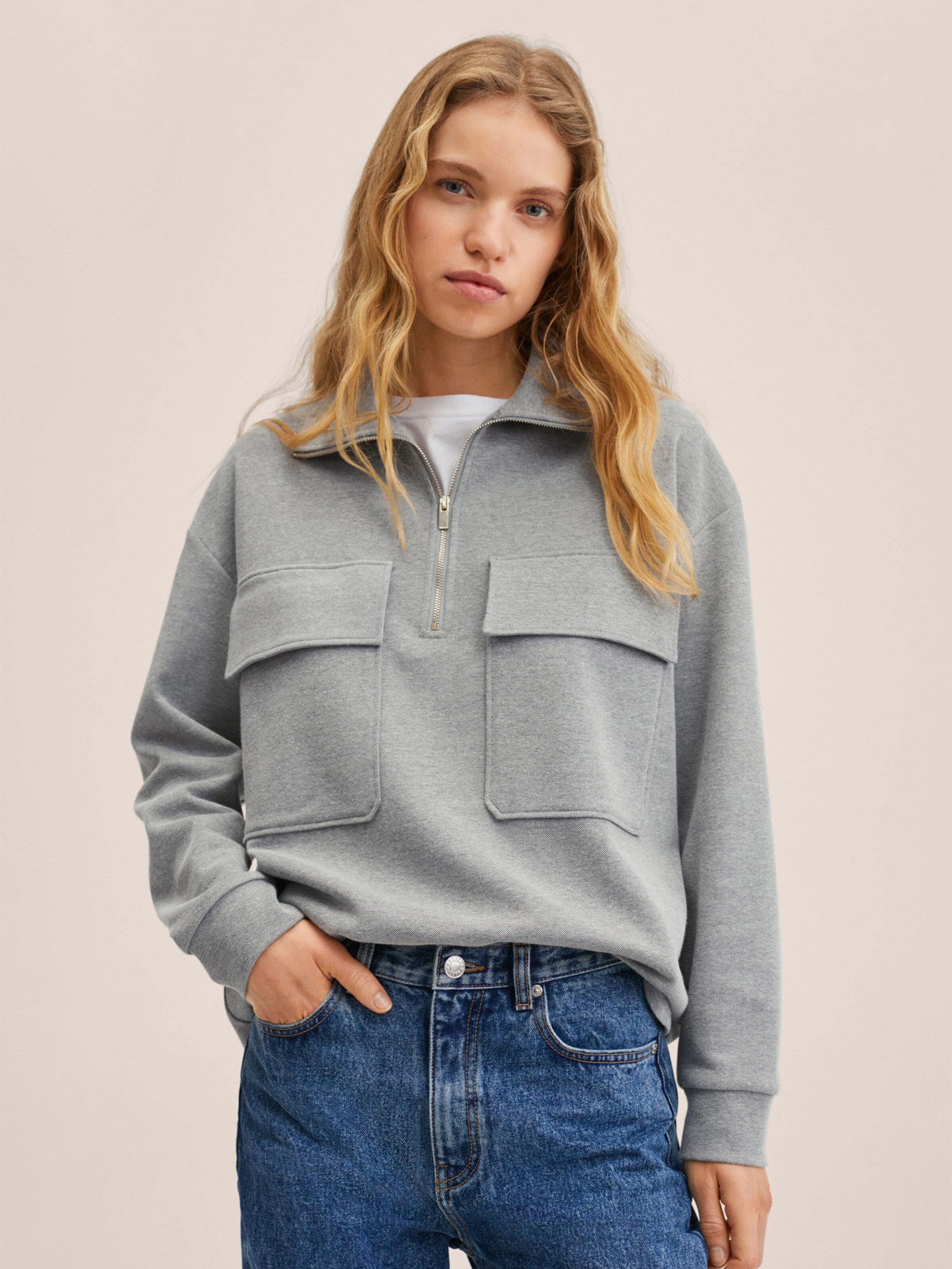 Frauen Sweat MANGO Sweatshirt in Grau - NX52408 Frauen Sweat MANGO Sweatshirt in Grau - NX52408