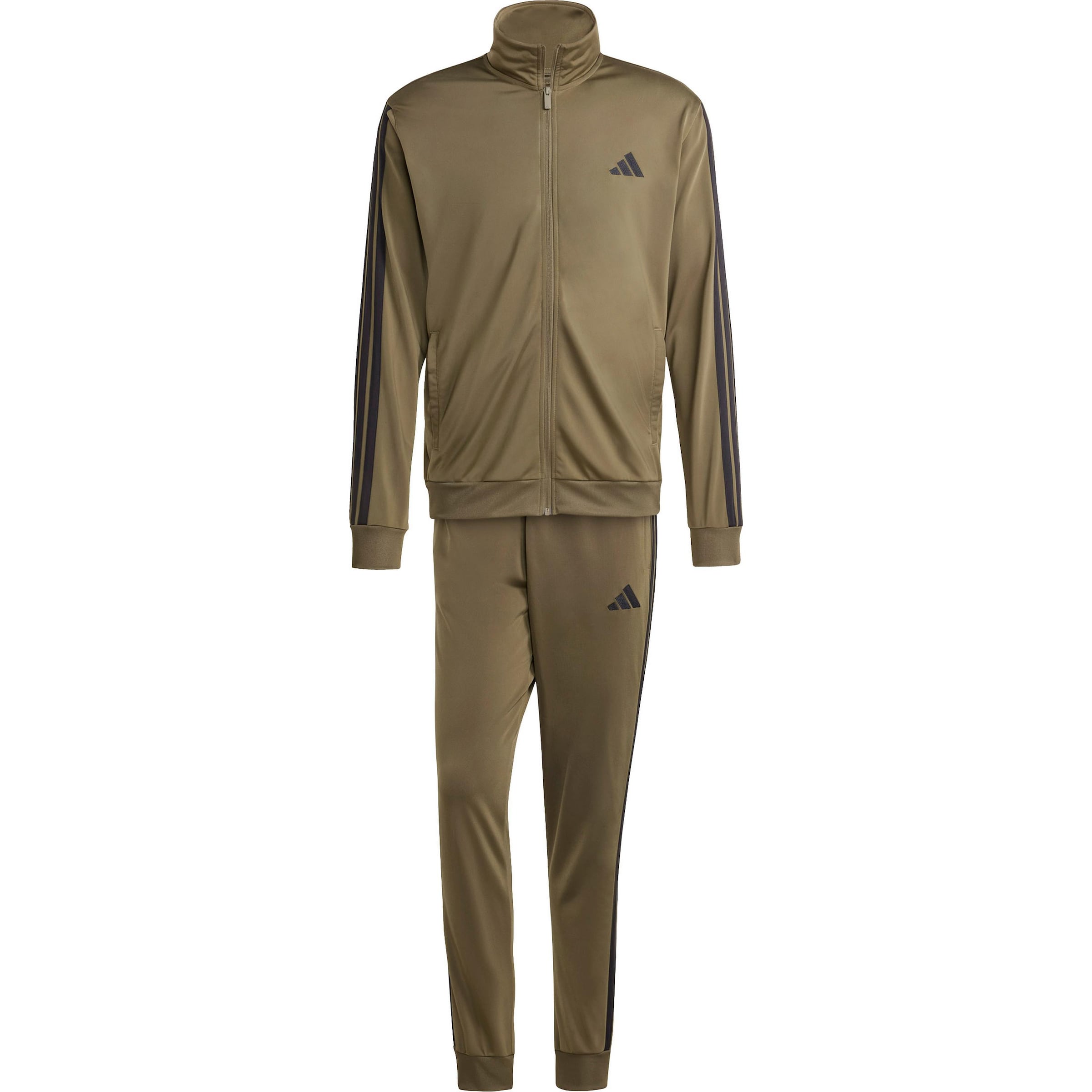 ADIDAS SPORTSWEAR Treniņtērps &#x27;Sportswear Basic 3-Stripes Tricot Track&#x27;, krāsa - olīvzaļš / melns, Preces skats