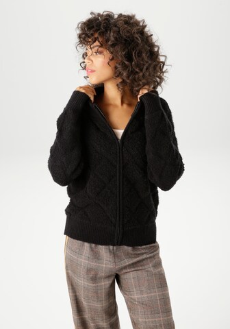 Aniston CASUAL Knit Cardigan in Black: front