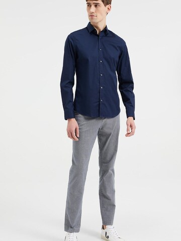 WE Fashion Slim fit Button Up Shirt in Blue