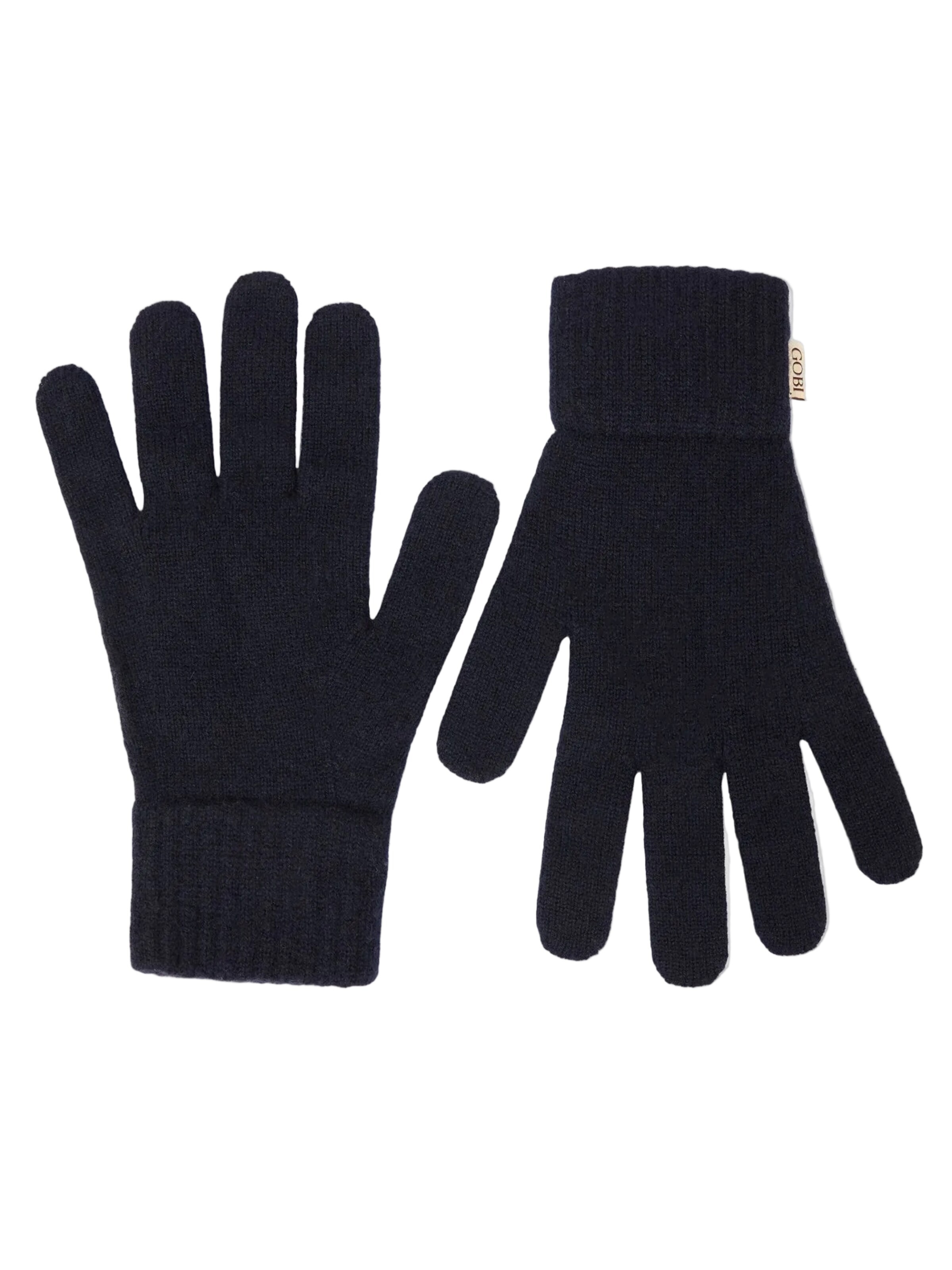 GOBI Cashmere Fingerhandsker 'Essential Knit Cashmere Gloves' i sort: forside