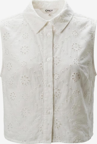 Maglietta 'Onlalithea Sl Short Emb Wvn 15371174' di ONLY in bianco: frontale