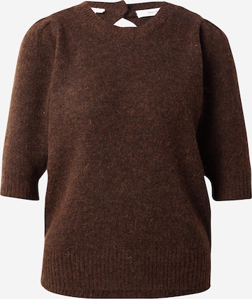 Pull-over 'SLFLULU' SELECTED en marron : devant