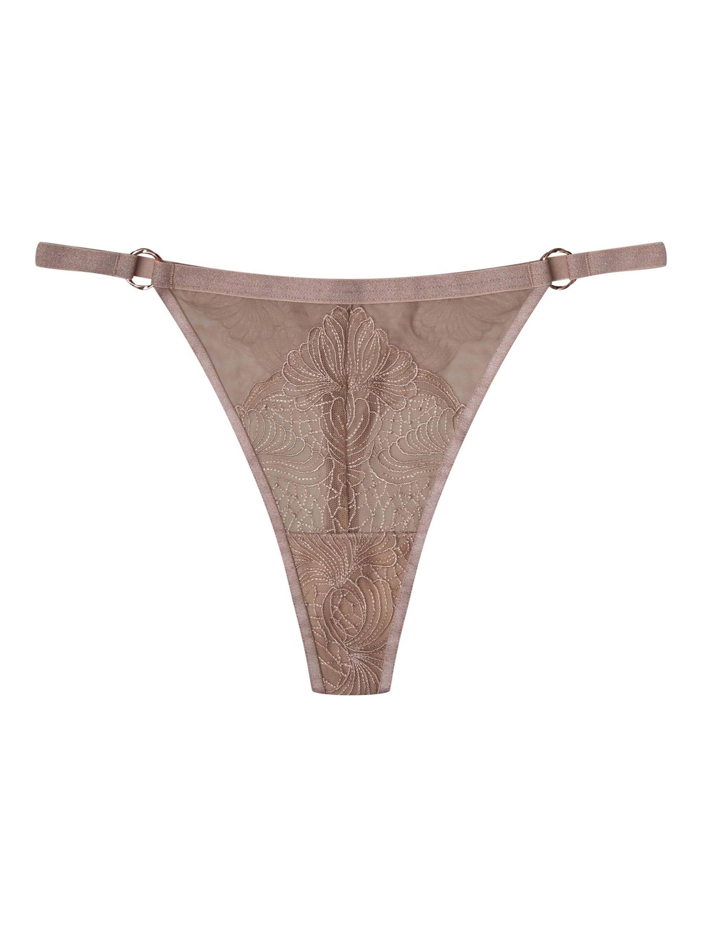 ESOTIQ String 'String Ombre, florales Muster, glatte Microfaser, transparent XL' in Beige: voorkant