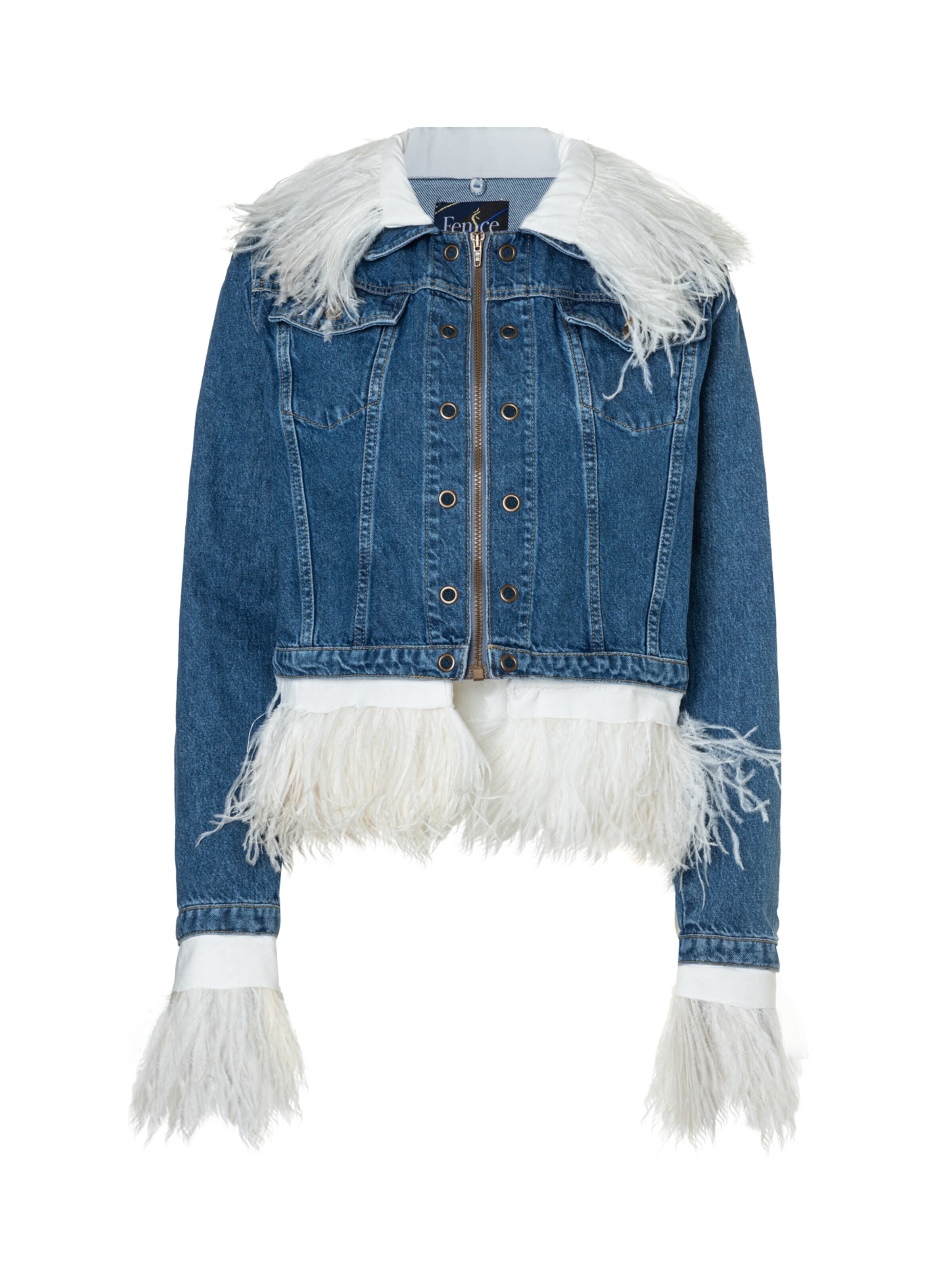 Fenice Between-Season Jacket 'DenimFeatherChic' in White: front