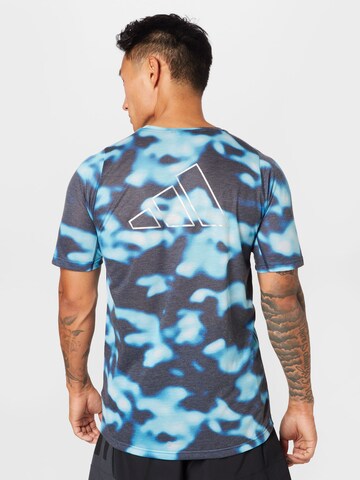 ADIDAS SPORTSWEAR Funkčné tričko 'Run Icons 3-Bar Allover Print' - Modrá