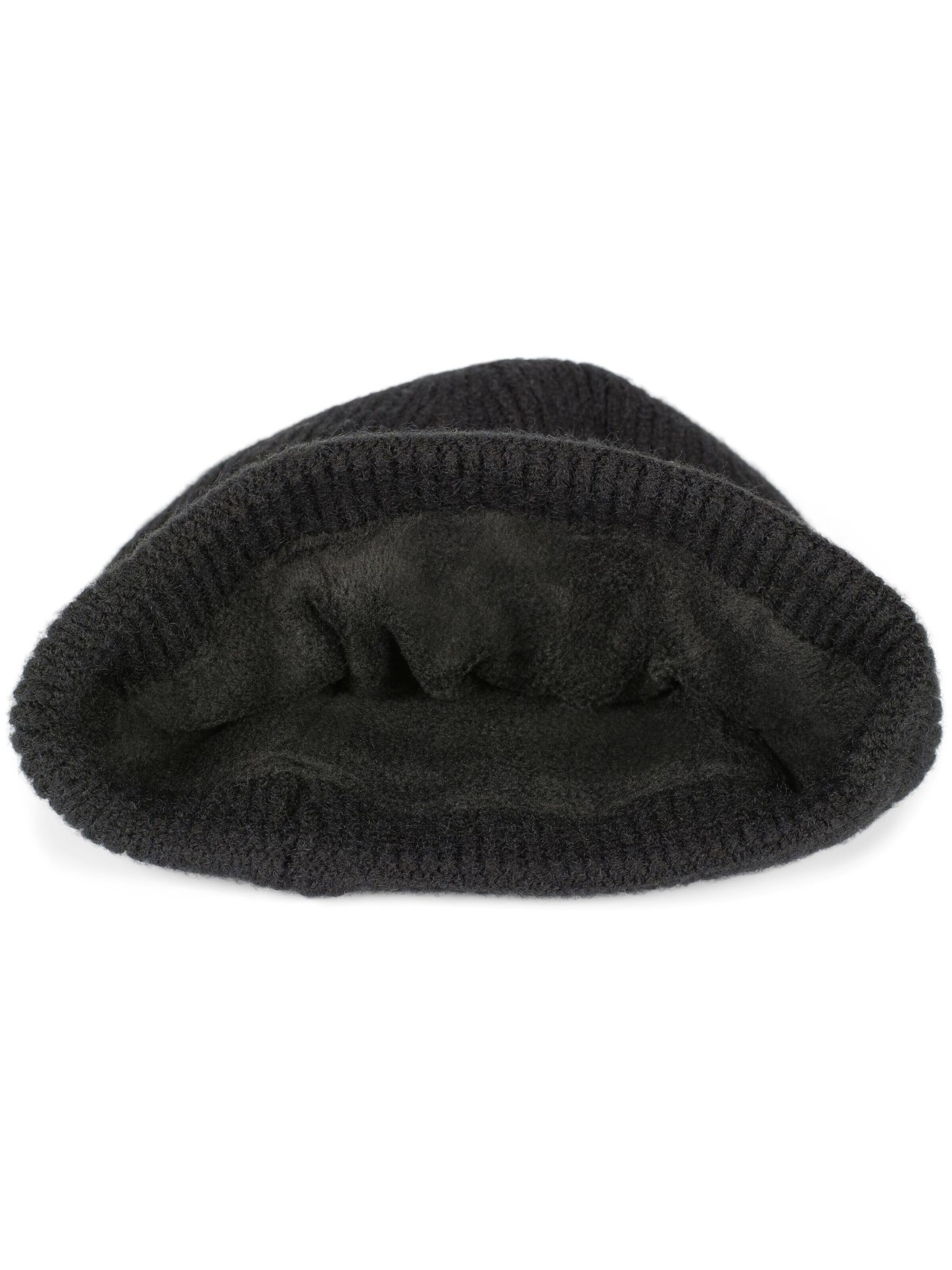 styleBREAKER Beanie 'Strickmütze mit Rippenmuster und Rissen' in Black