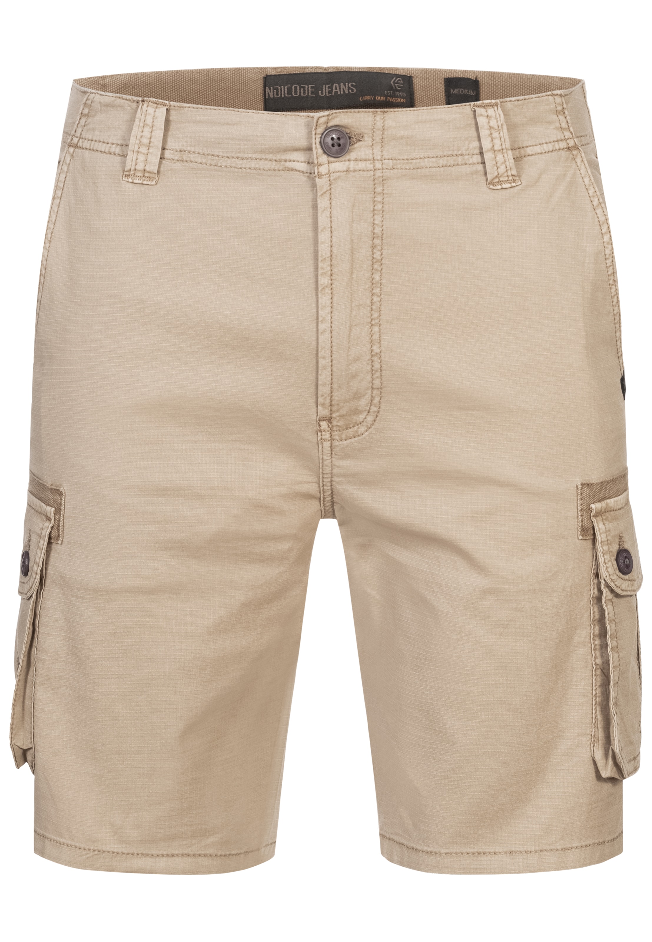 INDICODE JEANS Regular Cargobroek 'Lanny' in Beige: voorkant