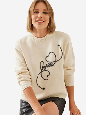 Pull-over 'Pullover' Bianco Lucci en beige : devant