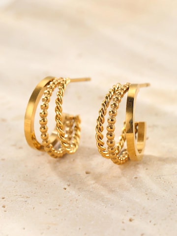 Boucles d'oreilles 'Twist & Bead' Hey Happiness en or