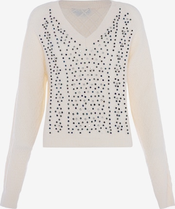 balta faina Megztinis: priekis