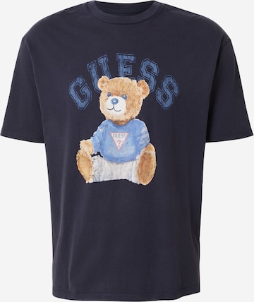 GUESS Футболка 'BEAR' в Синий: спереди