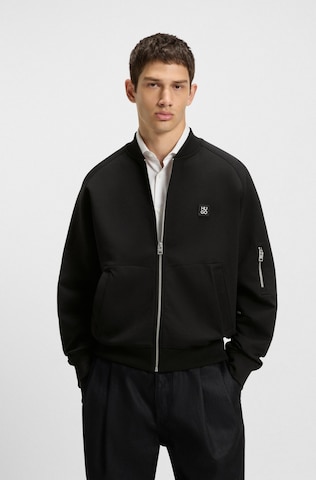 HUGO Zip-Up Hoodie 'Dargen' in Black: front