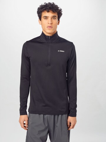 Pull-over de sport 'Everyhike Fleece' ADIDAS TERREX en noir : devant