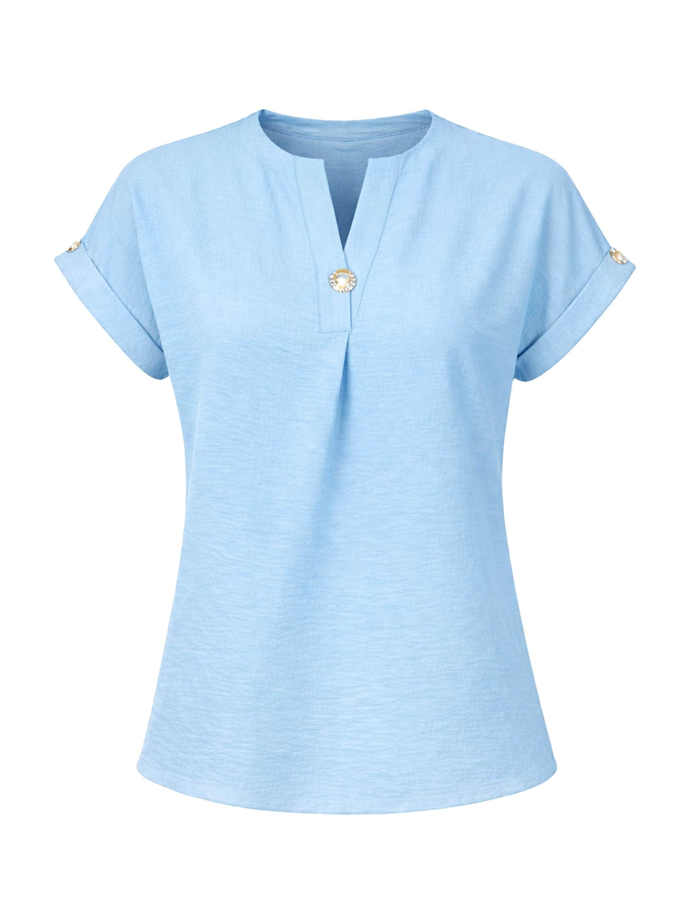 REGINA FASHION Blúzka 'Blouse with button' - Modrá: predná strana