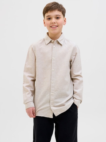 Jack & Jones Junior Regular fit Button Up Shirt 'JJEBreeze' in Beige: front